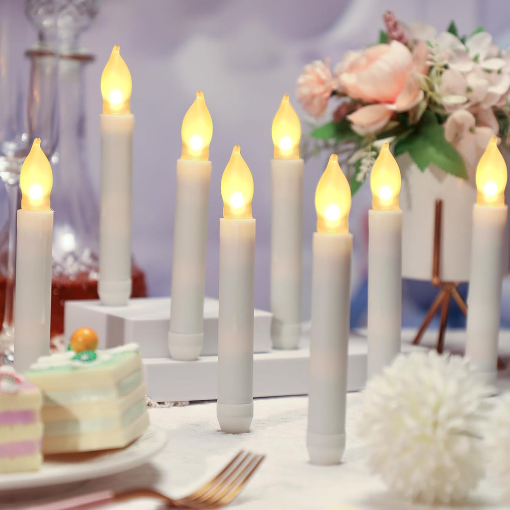 Macarrie 108 Pieces Flameless LED Taper Candles, White, Warm White Light