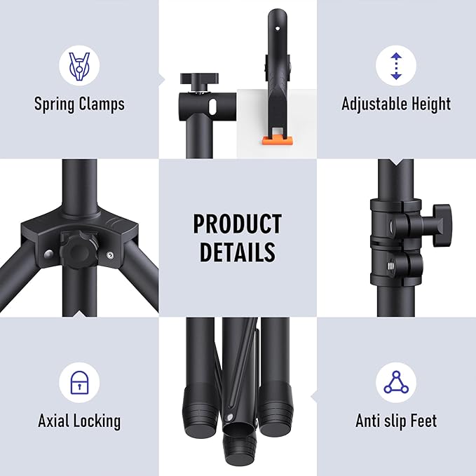 Backdrop Stand Kit - 6 Widths, 10x7.5ft Adjustable Background Stand for Parties & Studio Photography