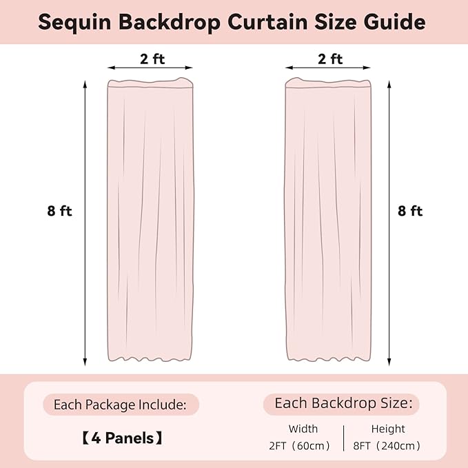 Sugargirl Gold Sequin Backdrop Curtain 4 Panels 2FTx8FT Glitter Gold Background Drapes Sparkle Photography Backdrop for Party Wedding Birthday Wall Decoration