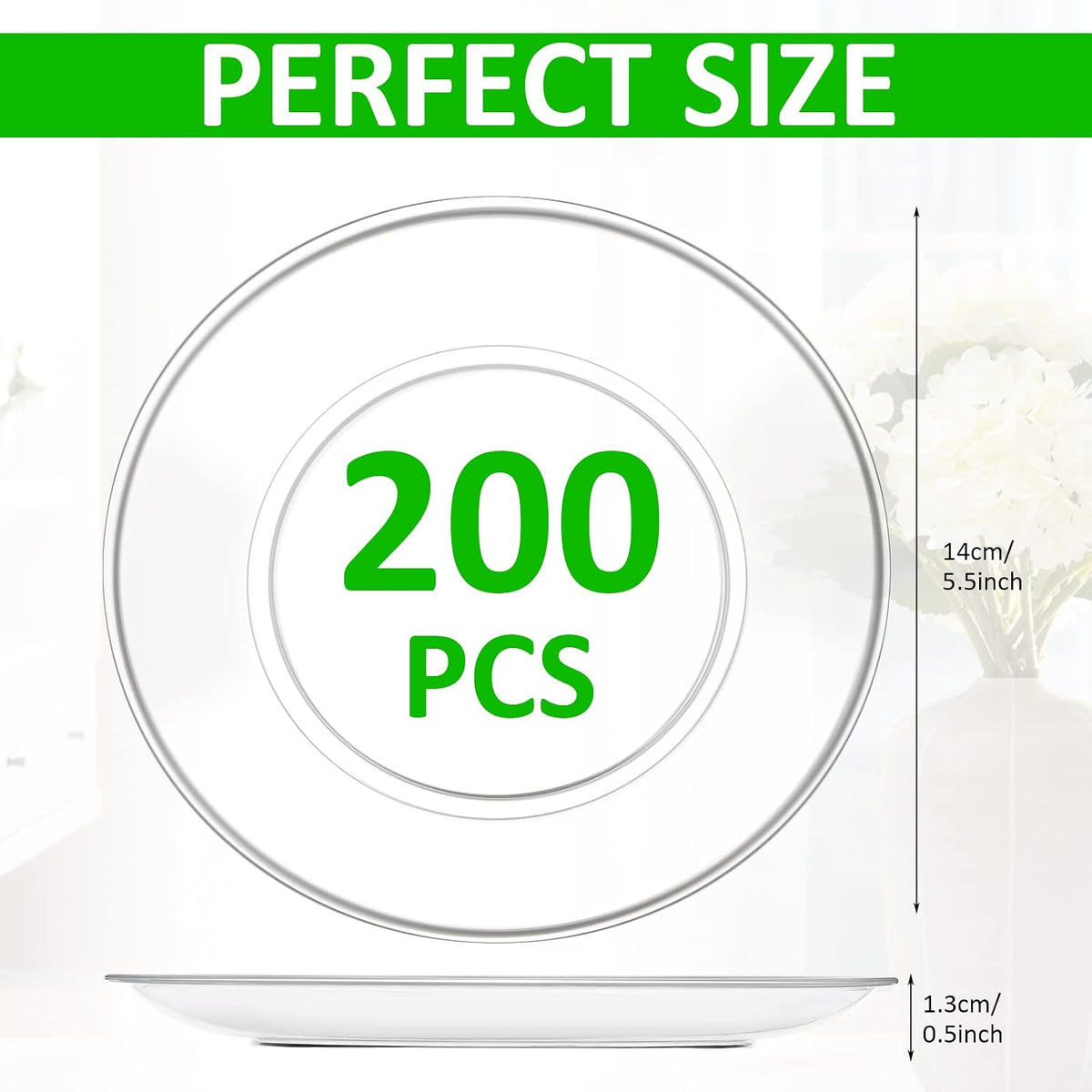 mimorou 200 pcs clear plastic dessert plates 5.5 shown in use