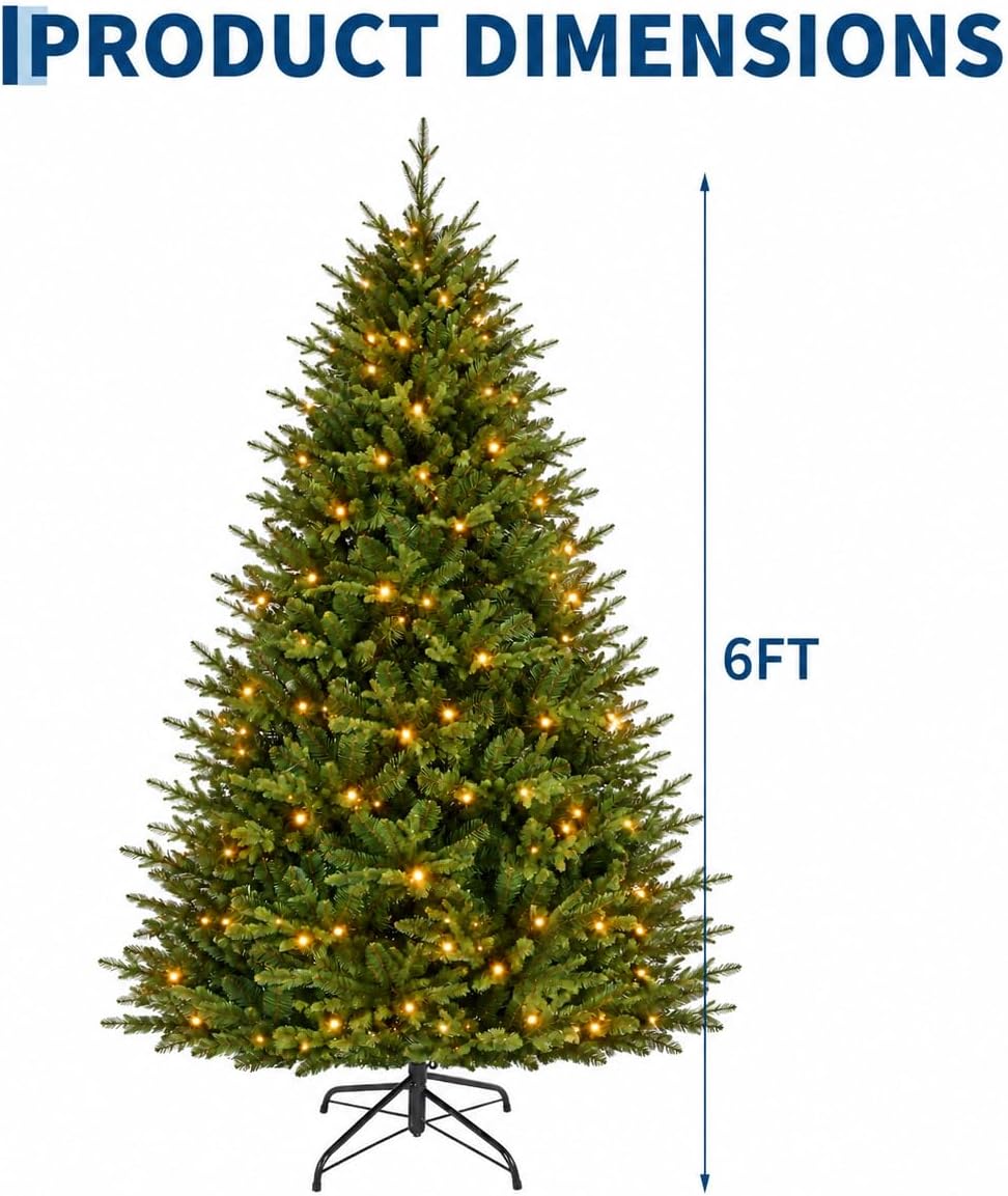 GarveeHome 6ft Artificial Christmas Tree, Xmas Tree with 1248 + Tips