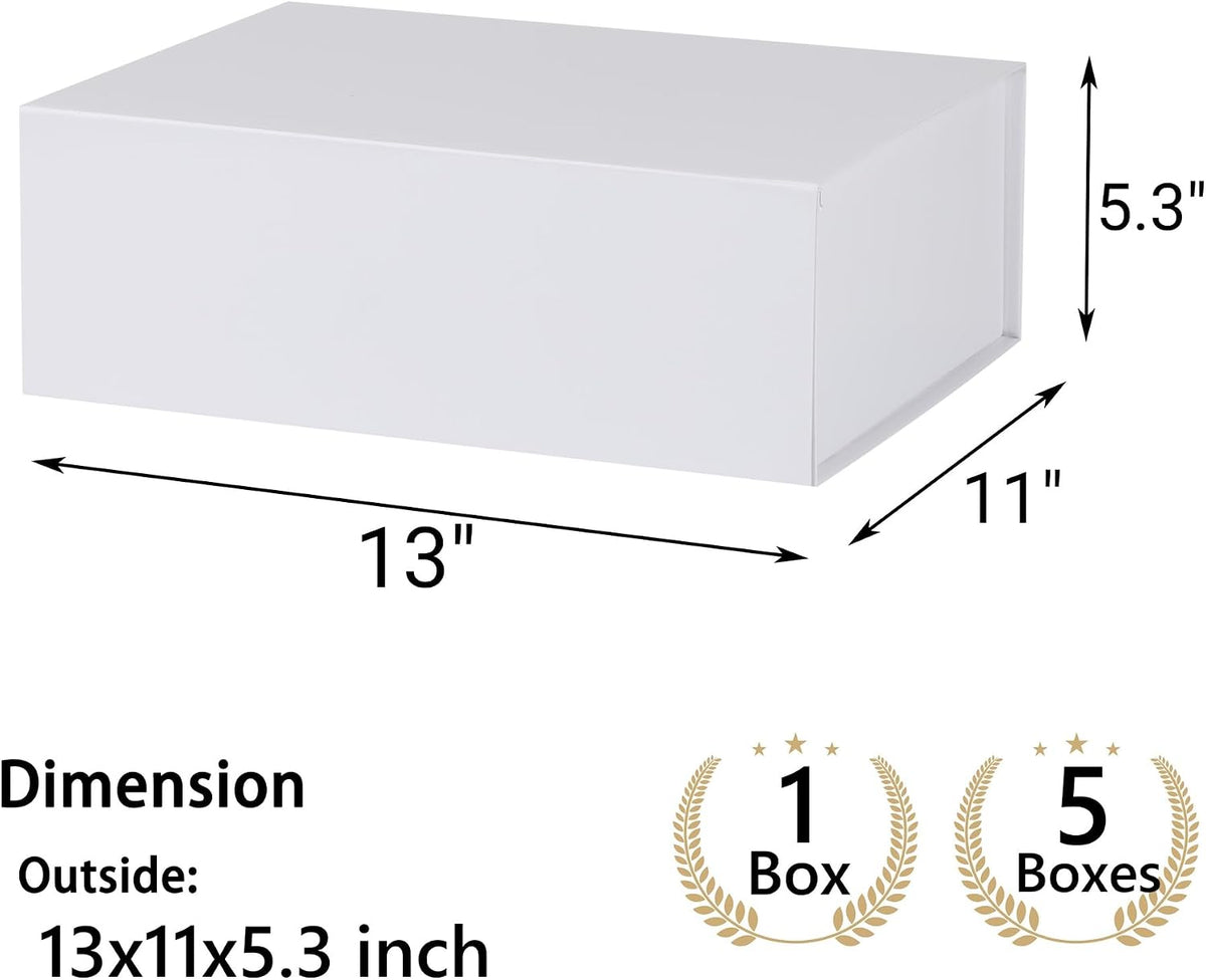 white gift box,13x11x5.3 large gift boxes with lids, close-up detail