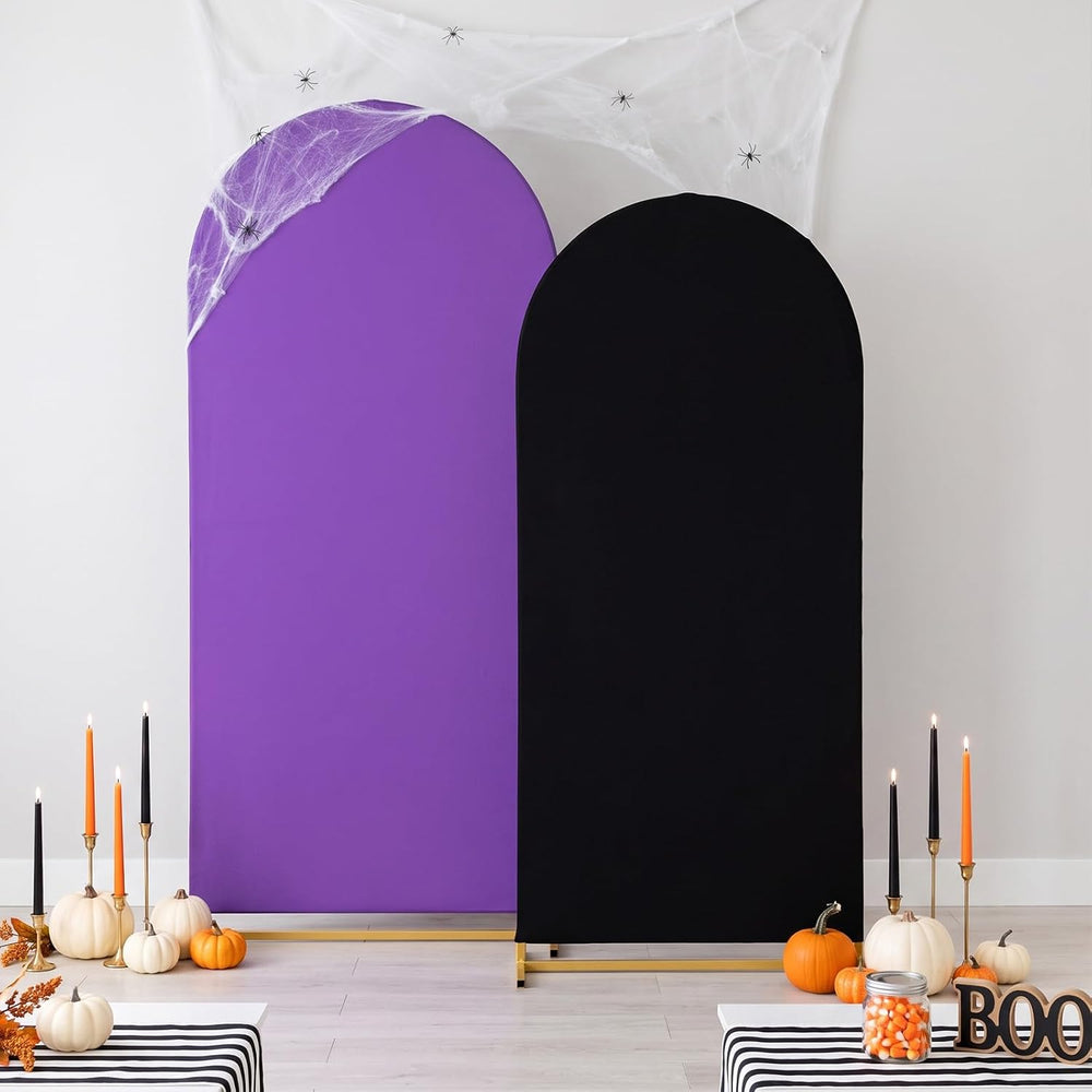 Black Purple Halloween Arch Backdrop Covers 7.2FT 6FT Party Arch Covers