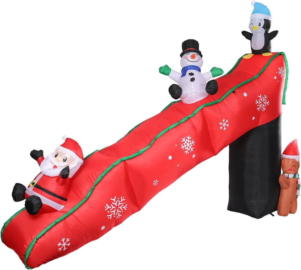 WONDER GARDEN 10 FT Christmas Outdoor Inflatable Slide with Penguin Decor