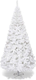 Goplus 6ft Artificial White Christmas Tree with 650 Branch Tips, Unlit