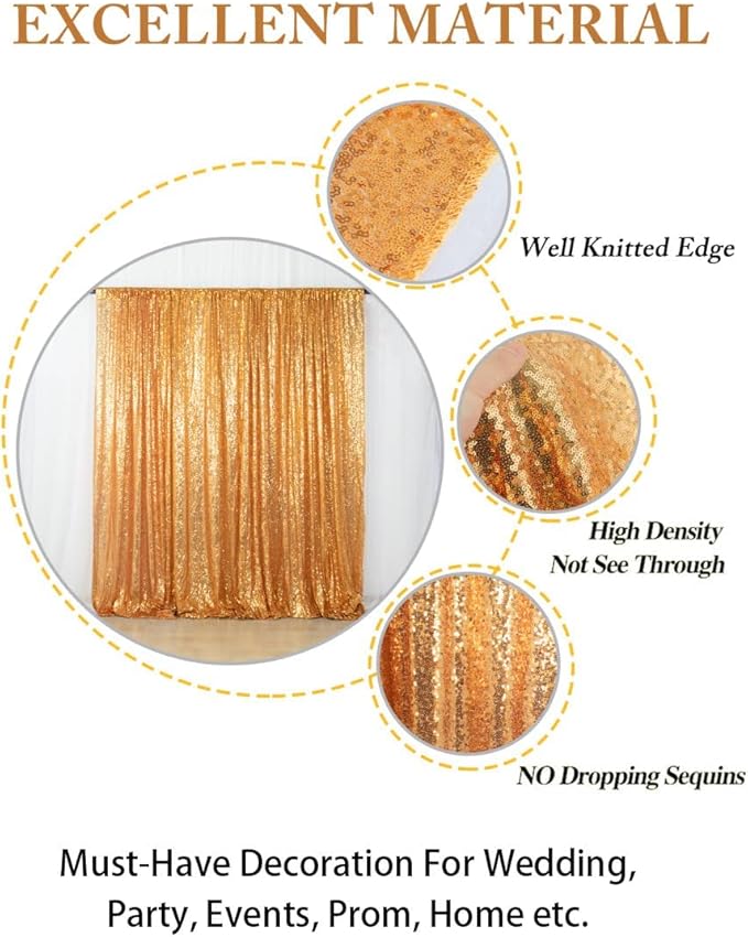 ShinyBeauty Sequin Backdrop 10FTx10FT Gold Photo Backdrop for Birthday Party Sparkle Backdrop Curtain for Photograph Gold Shimmer Backddrop Curtain Glitter Backdrop Curtain Shimmer Background
