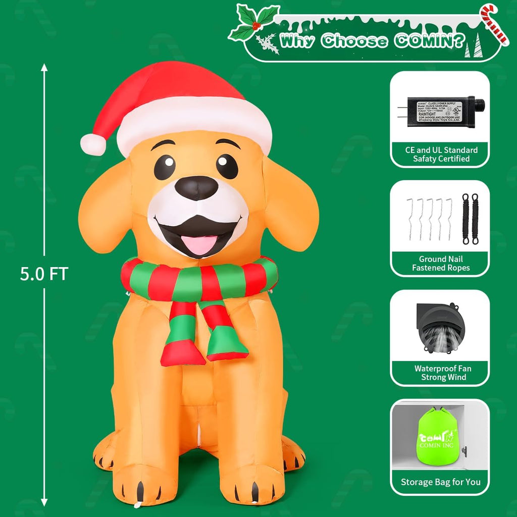 comin 5 ft christmas inflatables dog outdoor yard, package contents