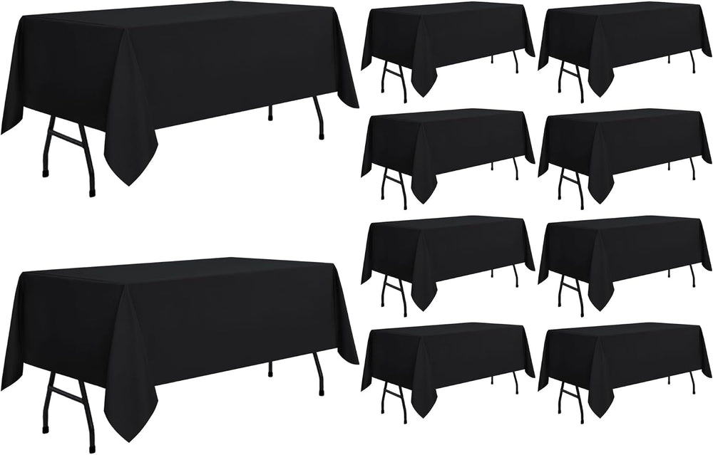 sancua 10 Pack Black Rectangle Tablecloth, 60 x 84 Inch for 4ft Tables