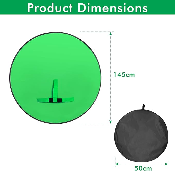 Portable Green Screen Chair, 57 in Greenscreen Backdrop with Stand Double Sided Foldable Green Background, Chroma Key, for Photography Streaming Gaming Photo Zoom Video Chats and Meeting