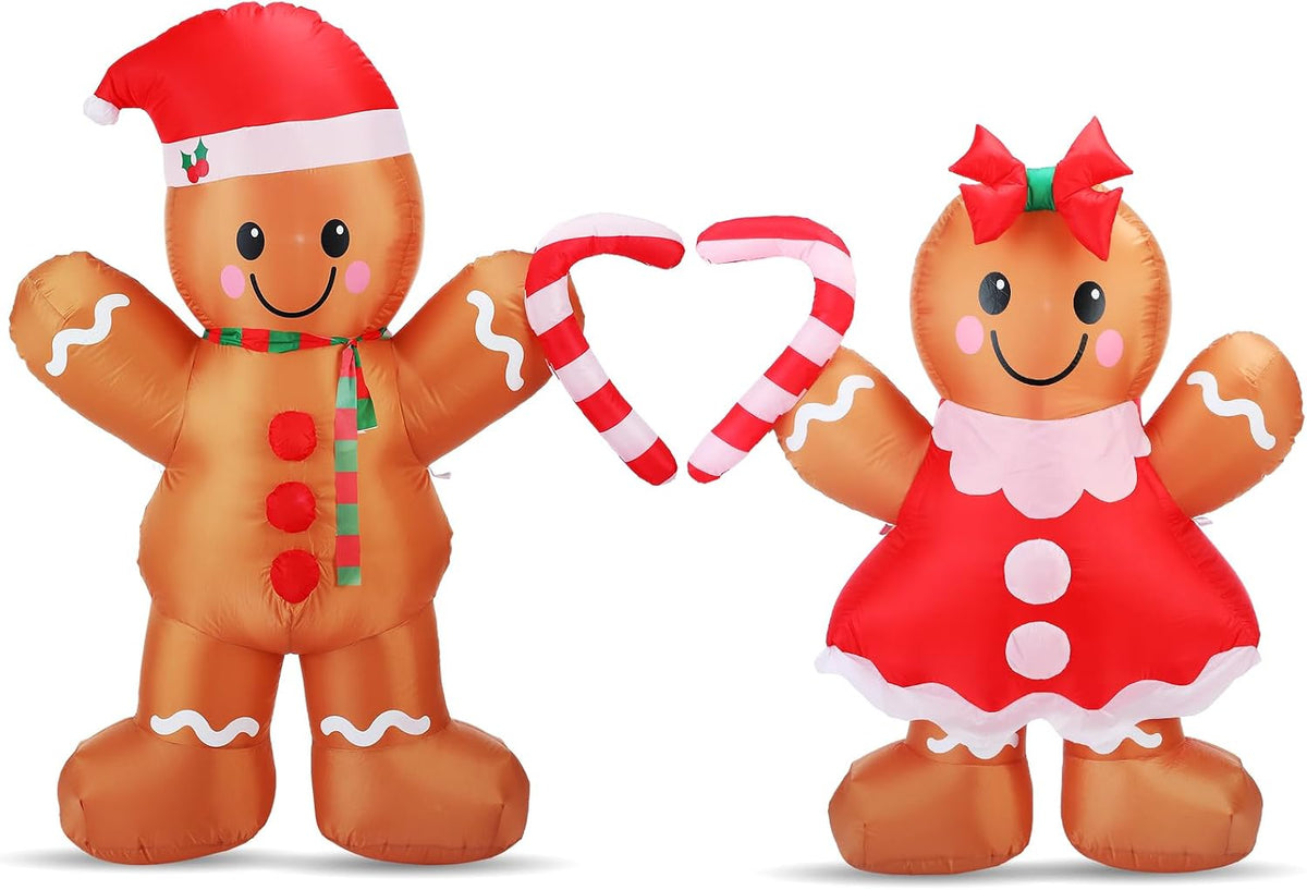 Soulchen 2 Sets 5 ft Christmas Gingerbread Man Inflatable Outdoor with LED