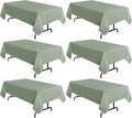 sancua 6 Pack Sage Green Tablecloth 60 x 102 Inch, Rectangle Table Cloth for 6 Feet Tables - Stain and Wrinkle Resistant Washable Polyester Table Cover for Dining Tables, Buffet Parties and Camping (2 Pack)