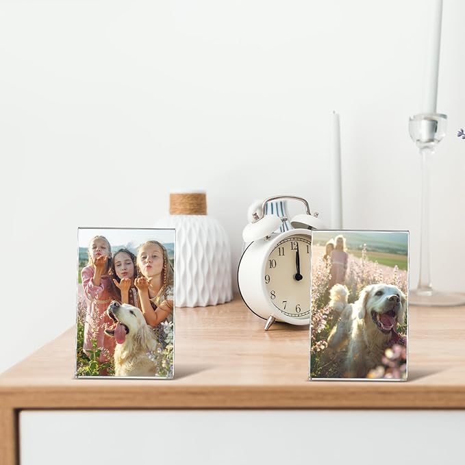 Ctosree 12 Pcs Acrylic Photo Frame L shape Slant Back Desktop Photo Frames Plastic Clear Sign Clear Acrylic Display Stand Table Top Sign for Home Office Wedding Restaurant Menu (2.5 x 3.5 Inch)