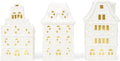 Mark Feldstein Row House Porcelain Tea Light Figurines, Set of 3, 8x4.5 in