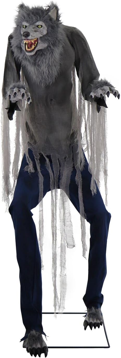 Haunted Hill Farm 7-Ft. Motion-Activated Werewolf Animatronic with LEDs
