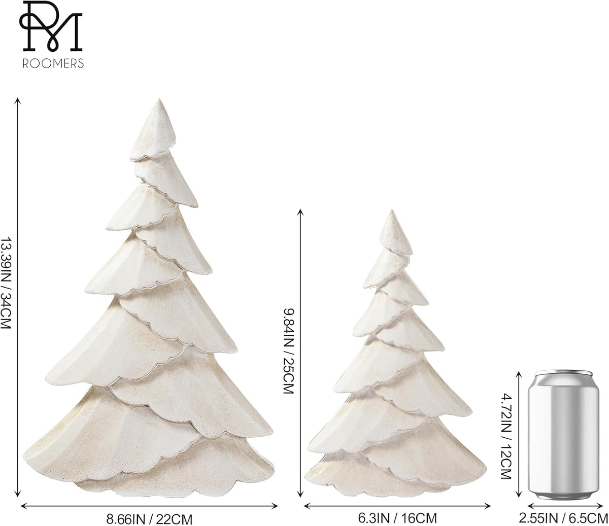 rm roomers wooden christmas tree figurine set of, side view