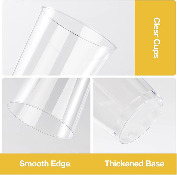 Goodluck 200PCS 10oz Clear Plastic Cups for Party, Disposable Clear Plastic Cups, Cocktail Glasses for Wedding Thanksgiving, Christmas, and Parties