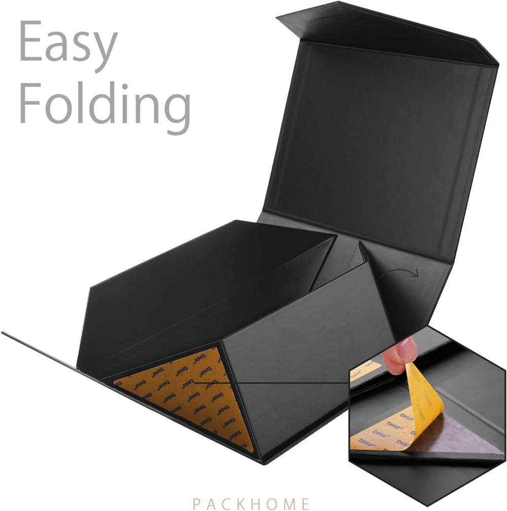 6 Black Gift Boxes 9x6.5x3.8in with Magnetic Lids