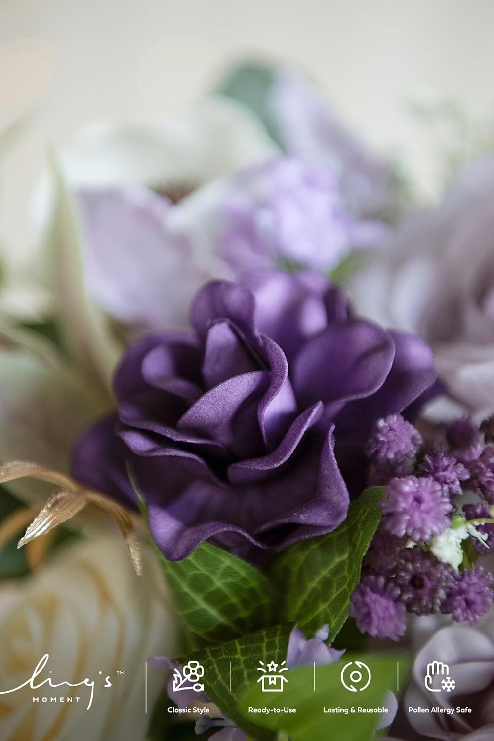 Ling's moment Purple Artificial Gardenia Flowers with Stems, 25 pcs