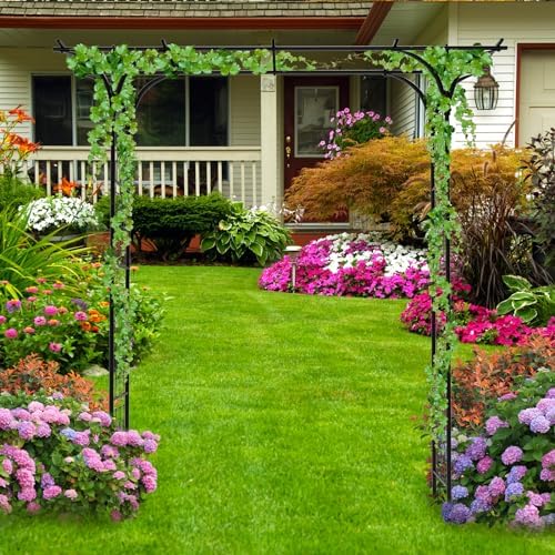 7FT Garden Arch Arbor Steel Trellis for Climbing Plant Outdoor Wedding Gate