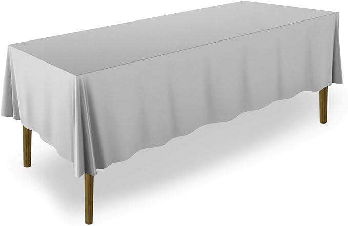 Lann's Linens - 10 Premium 70" x 120" Tablecloths for Wedding/Banquet/Restaurant - Rectangular Polyester Fabric Table Cloth - Silver (10 Pack)