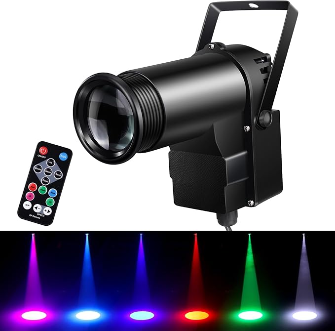 Pinspot Light 15W DMX, Czgor RGBW Disco Ball Lights with Remote Control / DMX512 / Sound Activated Pin Spotlight for Mirror Ball DJ Party Wedding Show