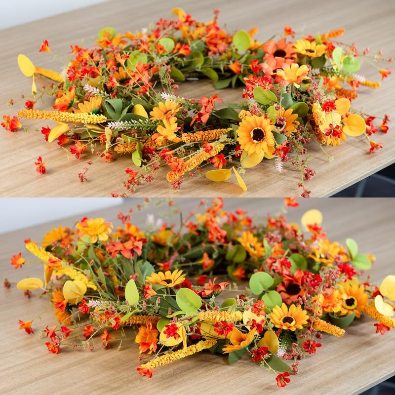 Fall Wreath for Front Door 26 inch Autumn Sunflower Harvest Outdoor