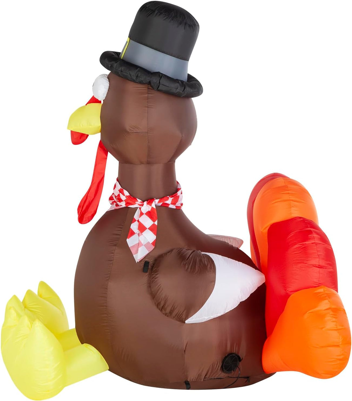 Gemmy Thanksgiving Inflatable Turkey with Checkered Scarf, 6 ft Tall, Multi