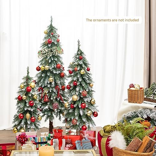HAPPYGRILL Set of 3 Artificial Christmas Tree, 3' 4' 5' Pre-lit Xmas Tree