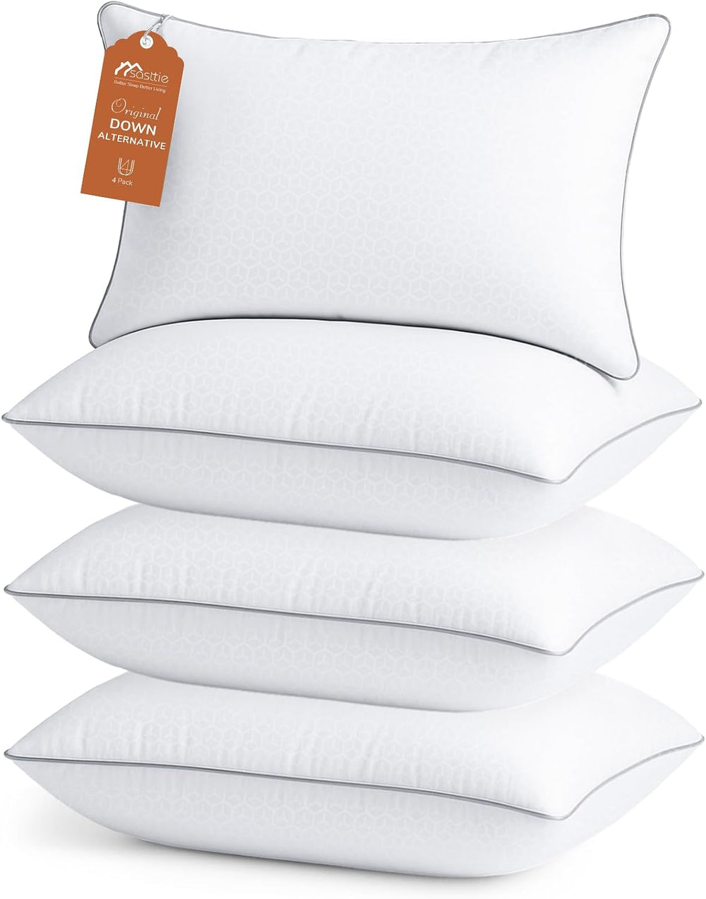 Sasttie Firm Pillows Queen Size Set of 4, Bed Pillows for Side, Back, and Sto...