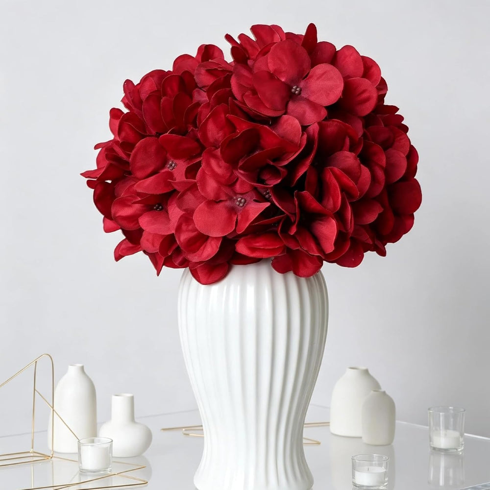 Red Hydrangea Artificial Flowers Bulk with Stems 64 Pcs