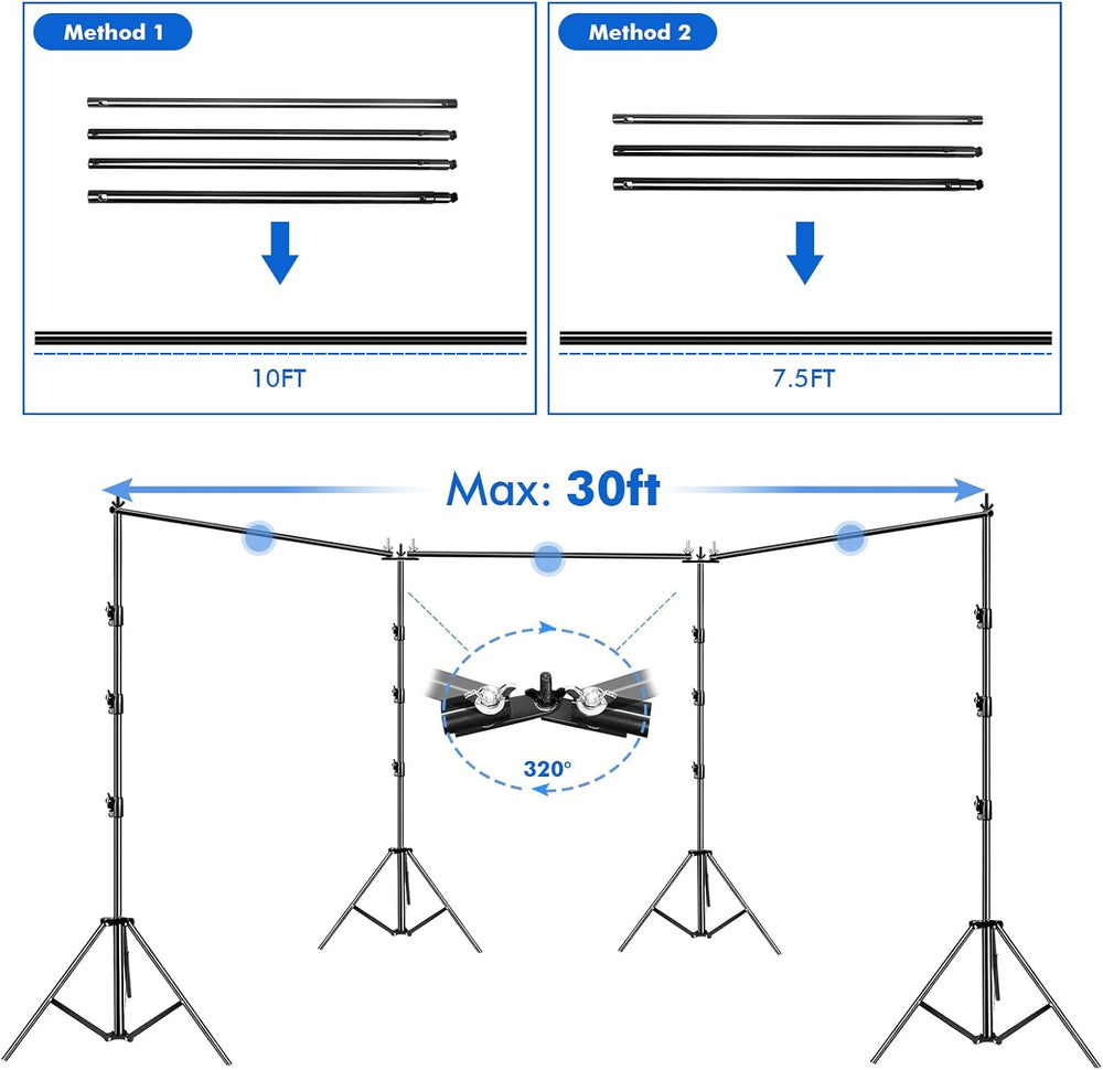 SLOW DOLPHIN Photo Video Studio 30ft (Wide) x 10ft (Tall), Degree Crossbar Ro...