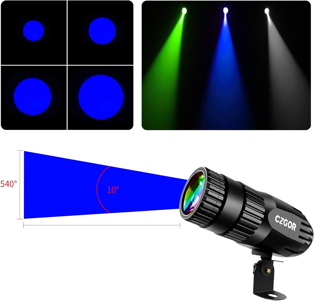Led Pinspot Light 2 Pack, Czgor 15W Disco Ball Spotlight RGBW 4-in-1 Lights