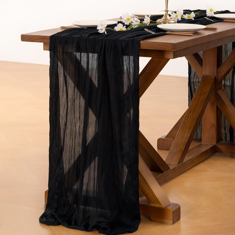 Black Table Runner Halloween Fall Cheesecloth Wedding Birthday Party Decor