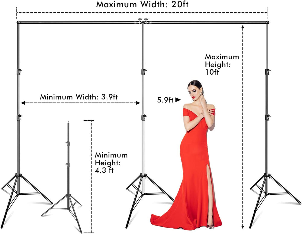 SLOW DOLPHIN Photo Video Studio 20ft (Wide) x 10ft (Tall) Heavy Duty Adjustab...