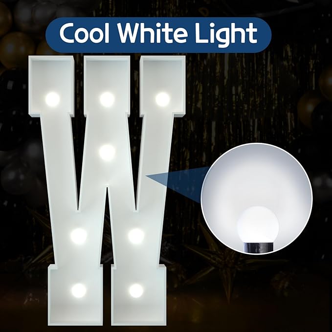 Marquee Letters 3 Feet Tall Large Light Up Letters Baby Shower Decorations Wedding Engagement Proposal White Party Decorations Marry Me Sign Big Cardboard Backdrop W