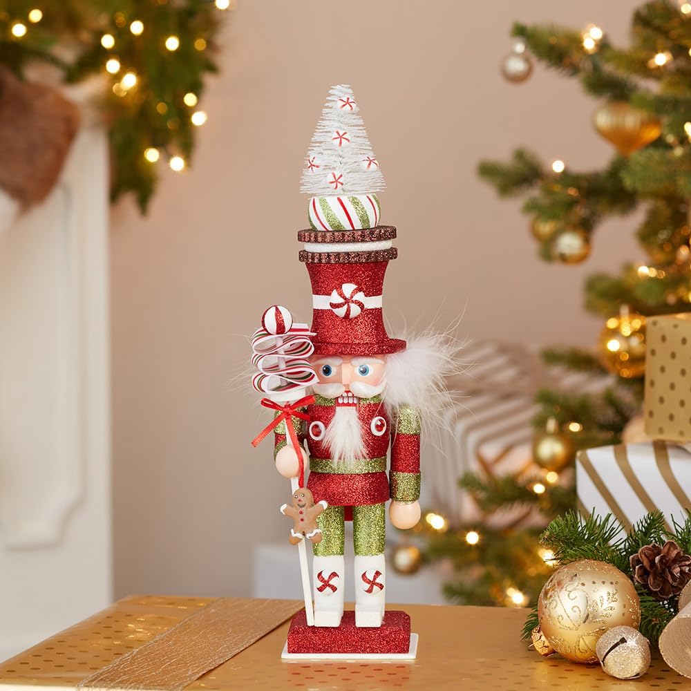 kurt adler 13.5-inch hollywood™ candy soldier nutcracker shown in use