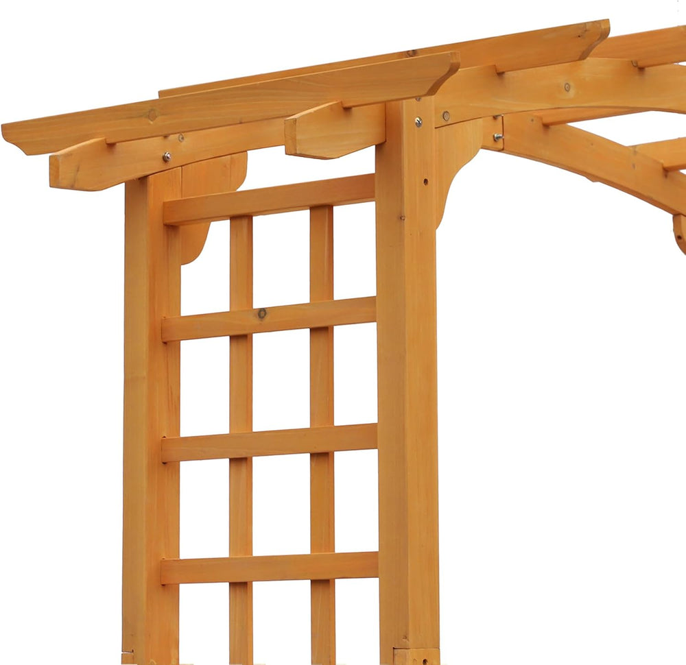 Outsunny 90in Wood Garden Arbor Arch with Trellis Wall Decor for Party