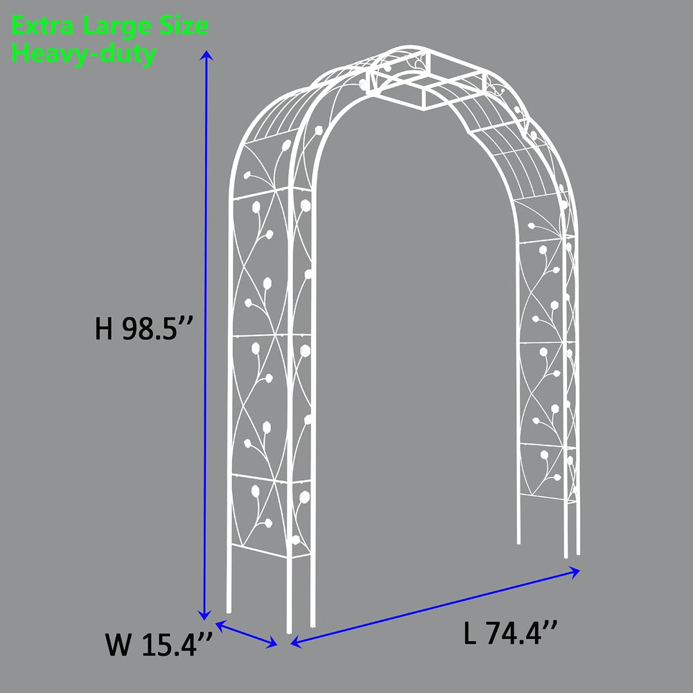 Metal Garden Arch 98.4" H Garden Arbor Trellis for Outdoor Climbing Plan...