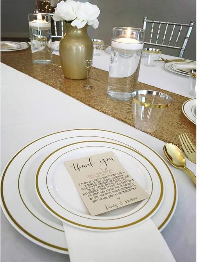 Eternal Beauty Gold Table Runner for Wedding, 5PCS-12x108 Sequin Table Runner Decorations for Birthday Parties, Banquets, Graduations,Christmas