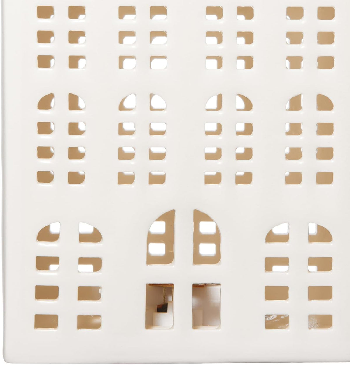 DN DECONATION Light Up Christmas Village House, White Ceramic House Decor
