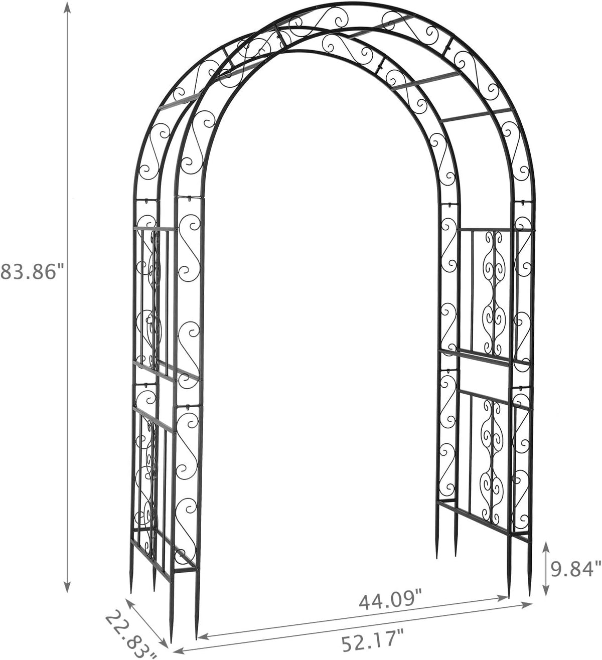 vingli garden arbor arch, wedding arch archway for showing dimensions