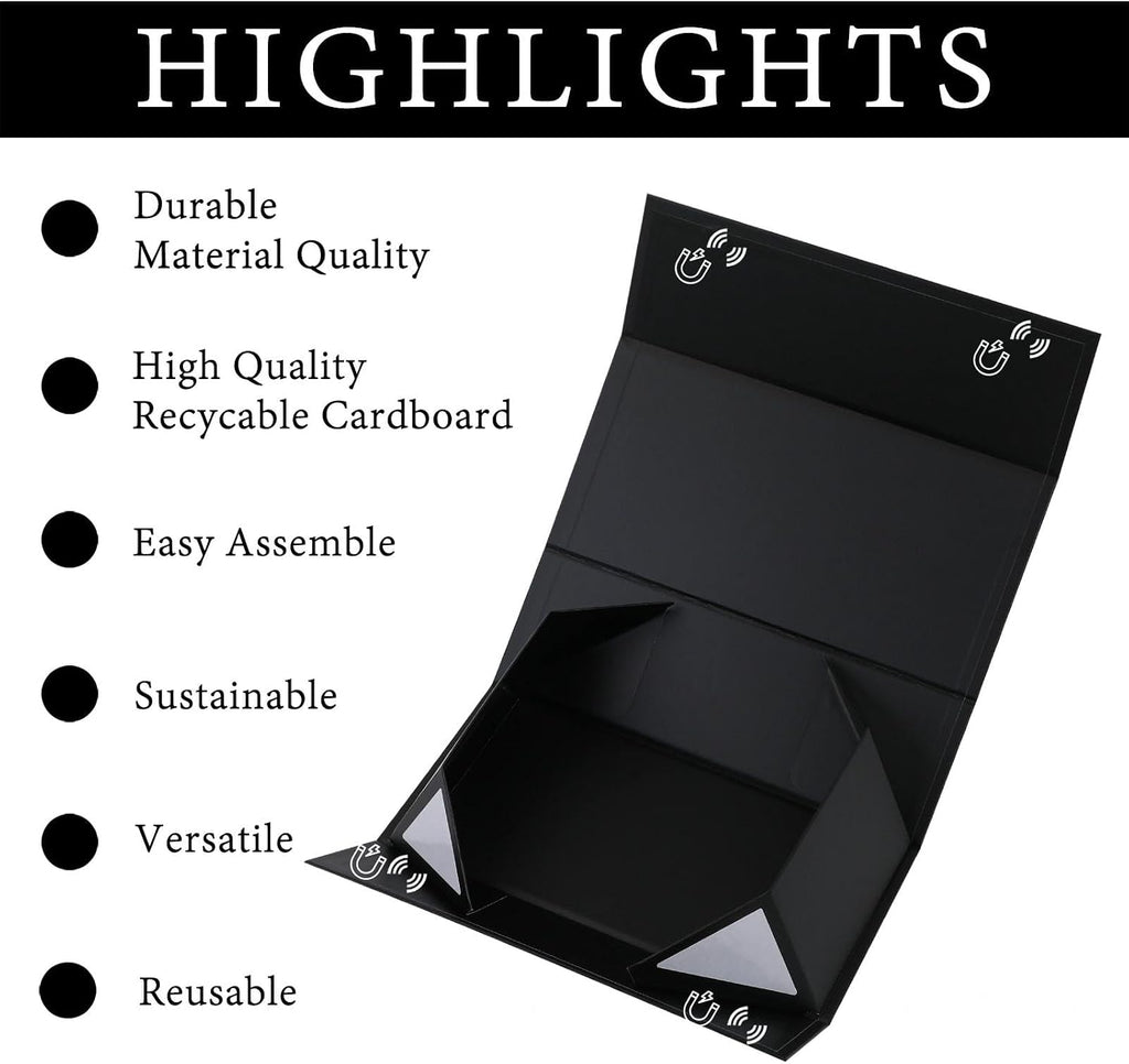 ilomaozx black gift box, 11.5x7.8x3 gift boxes for, side view