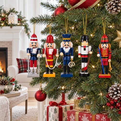 bestpysanky nutcracker ornament set of 5 wooden christmas shown in use