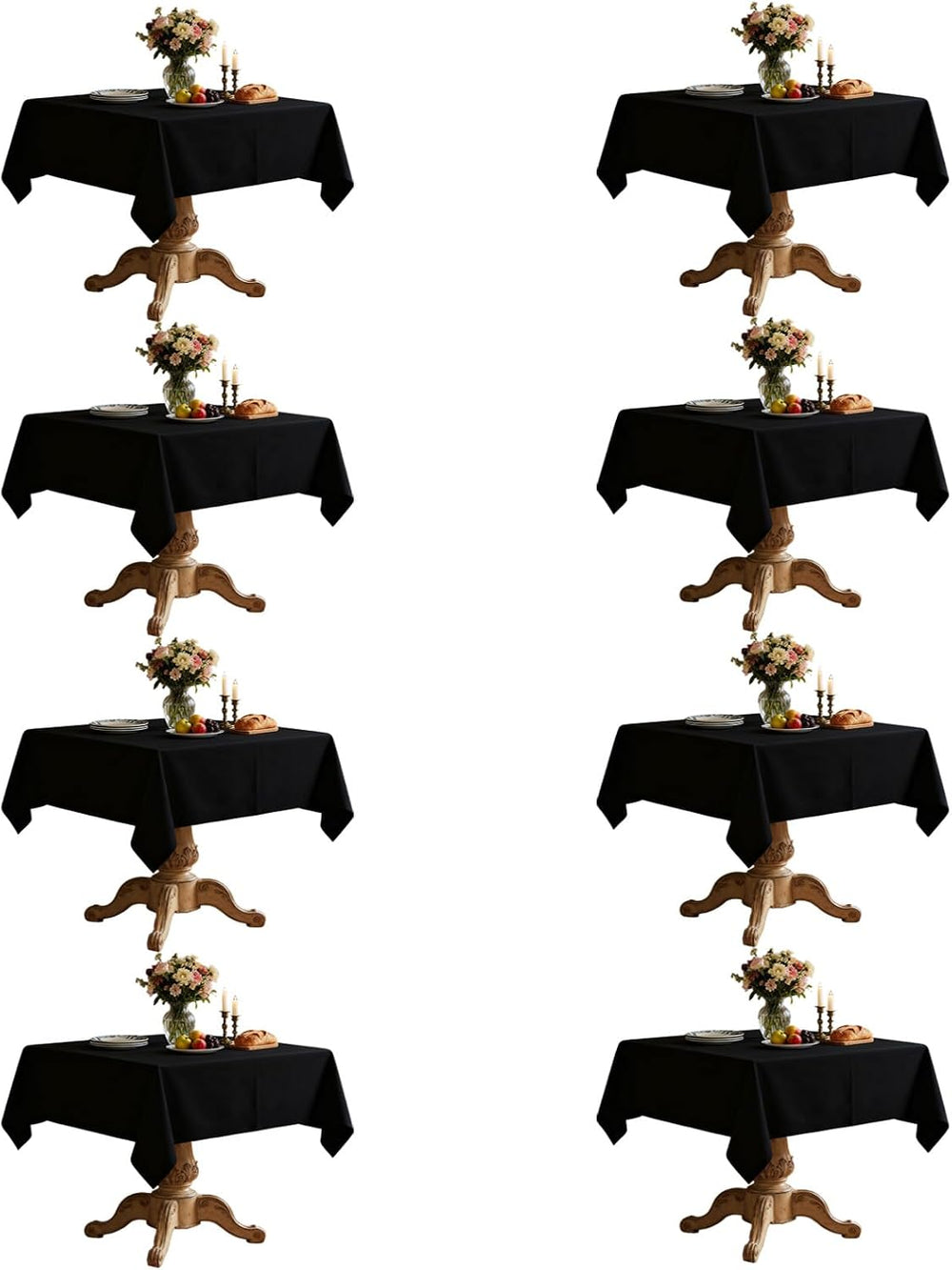 8 Pack Black 60 x 60 Inch Square Tablecloth