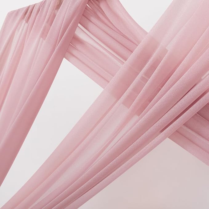 MLMC Dusty Rose Wedding Arch Draping Fabric 4 Panels 29" x 20 FT Extra Long Gauze Drapes Sheer Backdrop Curtains 6.6 Yards Outdoor Drapery Panels for Wedding Ceremony Party Ceiling Decoration