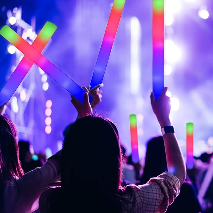 LifBetter 112 pcs Glow Foam Sticks, LED Glow Sticks 3 Modes Colorful Flashing, Foam Glow Sticks Bulk, Glow In The Dark Party Supplies for Weddings Parties Festivals Raves Concerts Sporting Events (118 pcs)