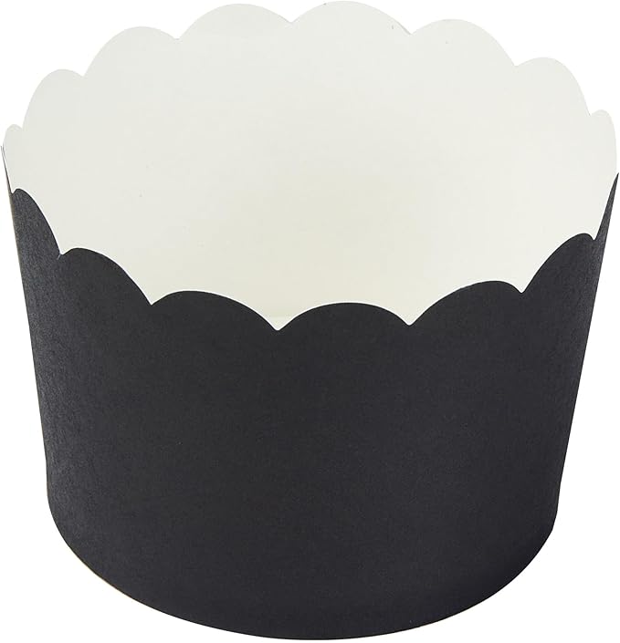 Panificio 10 Ounce Cupcake Wrappers, 200 Scalloped Baking Cups - Oven-Ready, Greaseproof, Black Paper Cupcake Liners, Disposable, For Birthdays, Baby Showers, Or Weddings - Restaurantware (200 Pack)