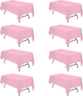 BRILLMAX 8 Pack Pink Tablecloths for 6 Foot Rectangle Tables 60 x 102 Inch - 6ft Rectangular Bulk Linen Polyester Fabric Washable Cloth Cover for Wedding Reception Banquet Birthday Party