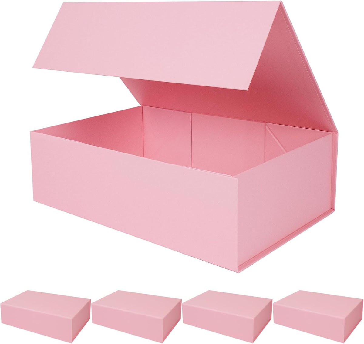 Pink Gift Box with Magnetic Lids for Presents 13.8x8.3x4.4 in, Large Bridesmaid Groomsman Proposal Boxes, Collapsible Rectangle Decorative Storage Boxes for Wedding, Christmas, Birthday(5 Pack)