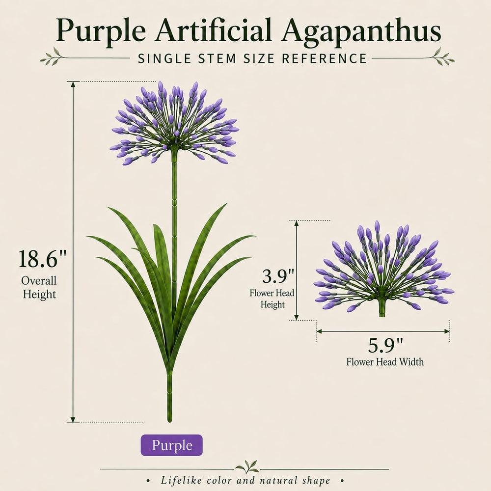 Artificial Agapanthus Flowers - 18.6" Tall 16 Bundles Plant